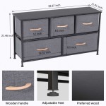 2X Chest of 5 Drawers, Fabric Storage Cabinet Dresser with Handle